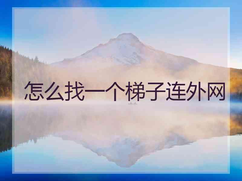 怎么找一个梯子连外网