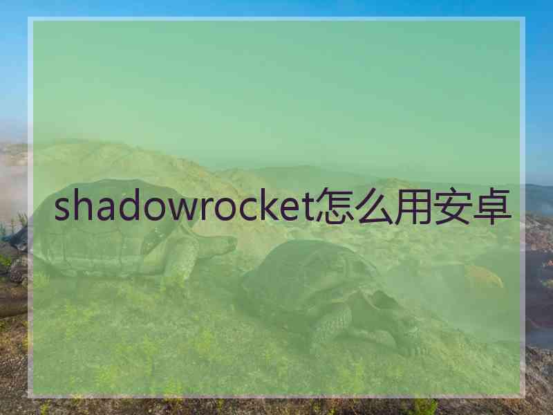 shadowrocket怎么用安卓