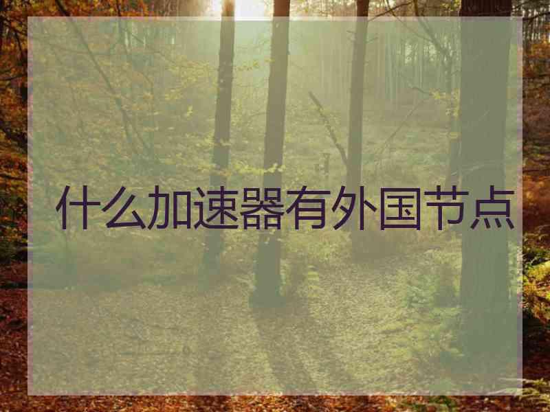 什么加速器有外国节点
