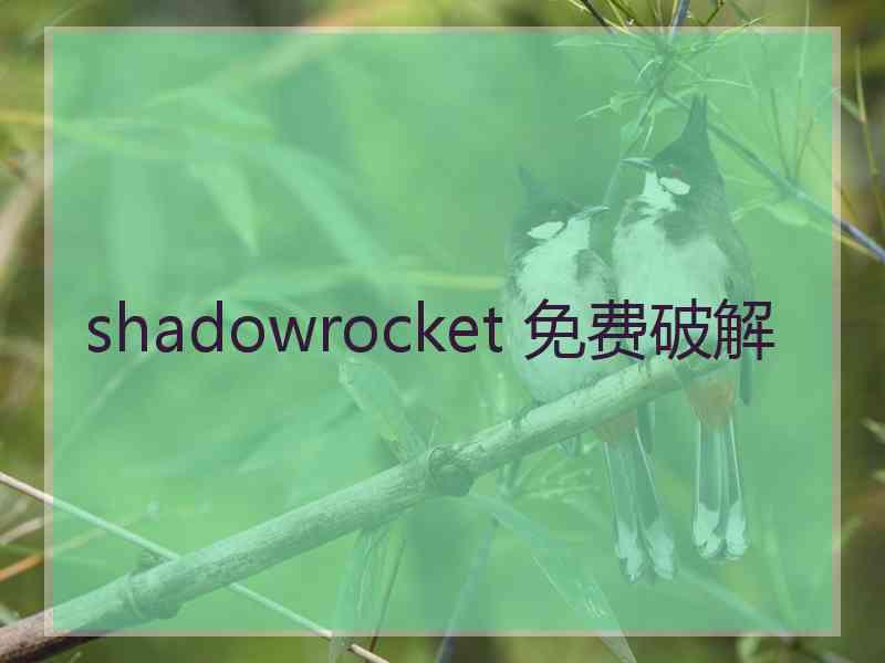 shadowrocket 免费破解