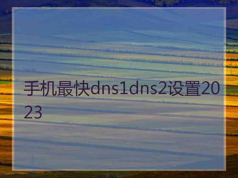 手机最快dns1dns2设置2023