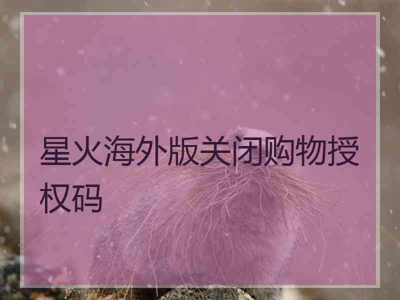 星火海外版关闭购物授权码