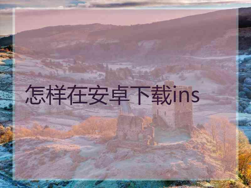 怎样在安卓下载ins